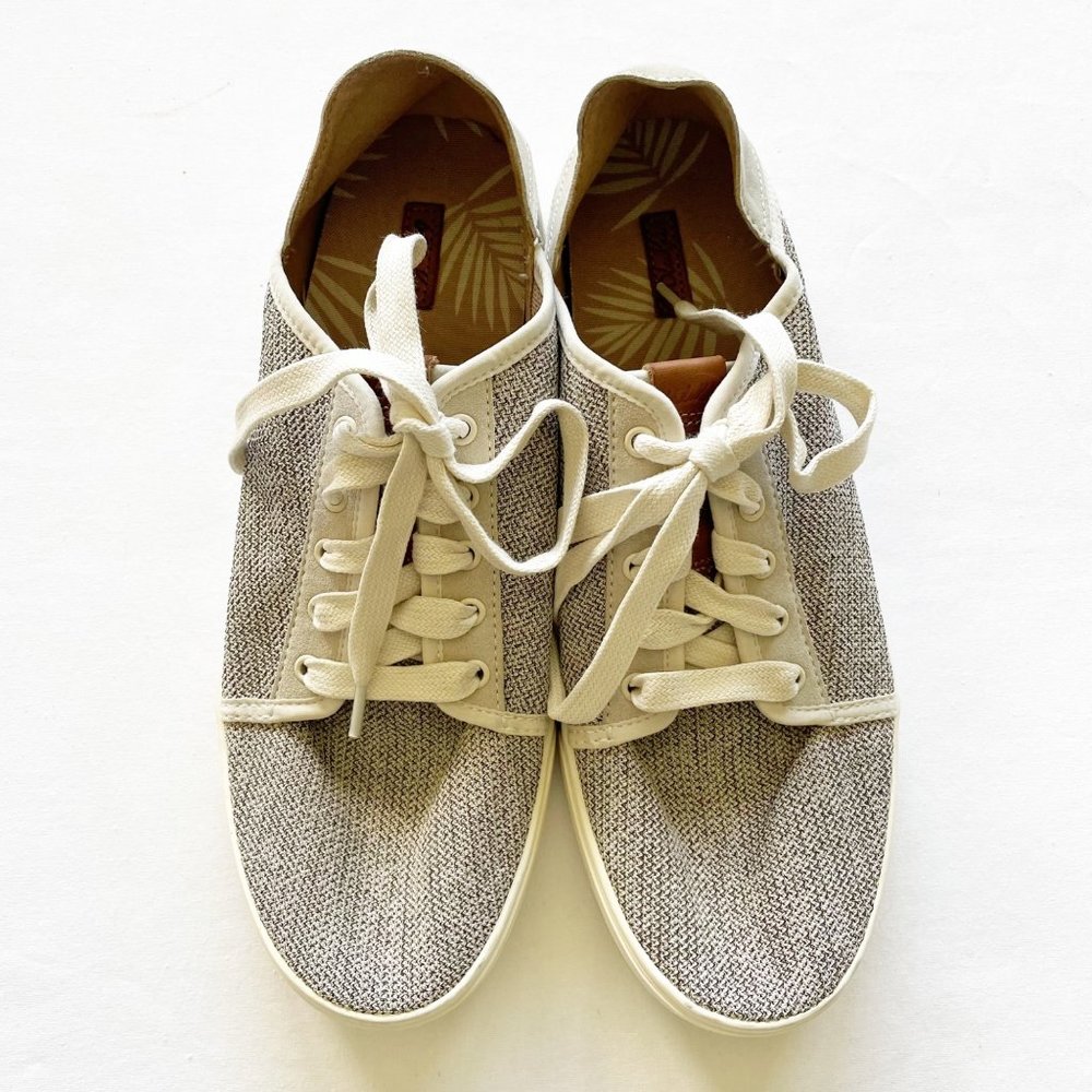 OluKai Beige and Light Gray Knit Sneakers